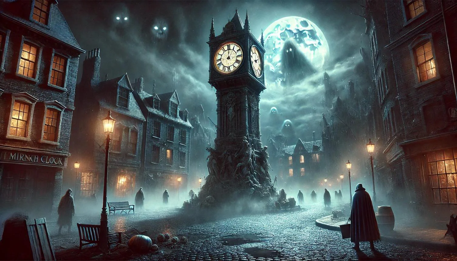 Spooky Street With Clock Tower 1031 Day